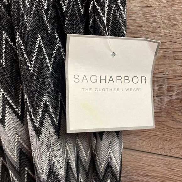 SAG HARBOR Ladies Elastic Waist Above Knee Chevron Print Skirt Black Size Medium - Picture 5 of 7